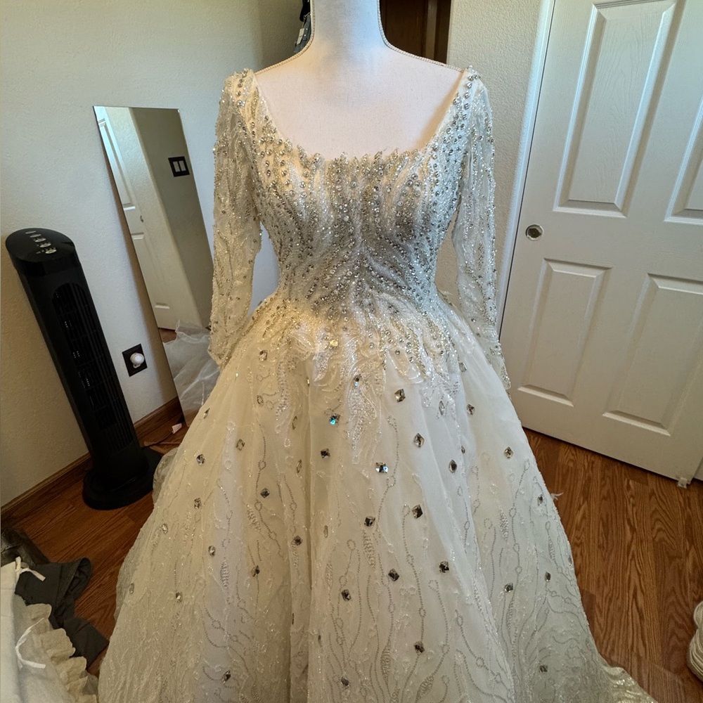 Beaded Ballgown Long Sleeve Wedding Dress